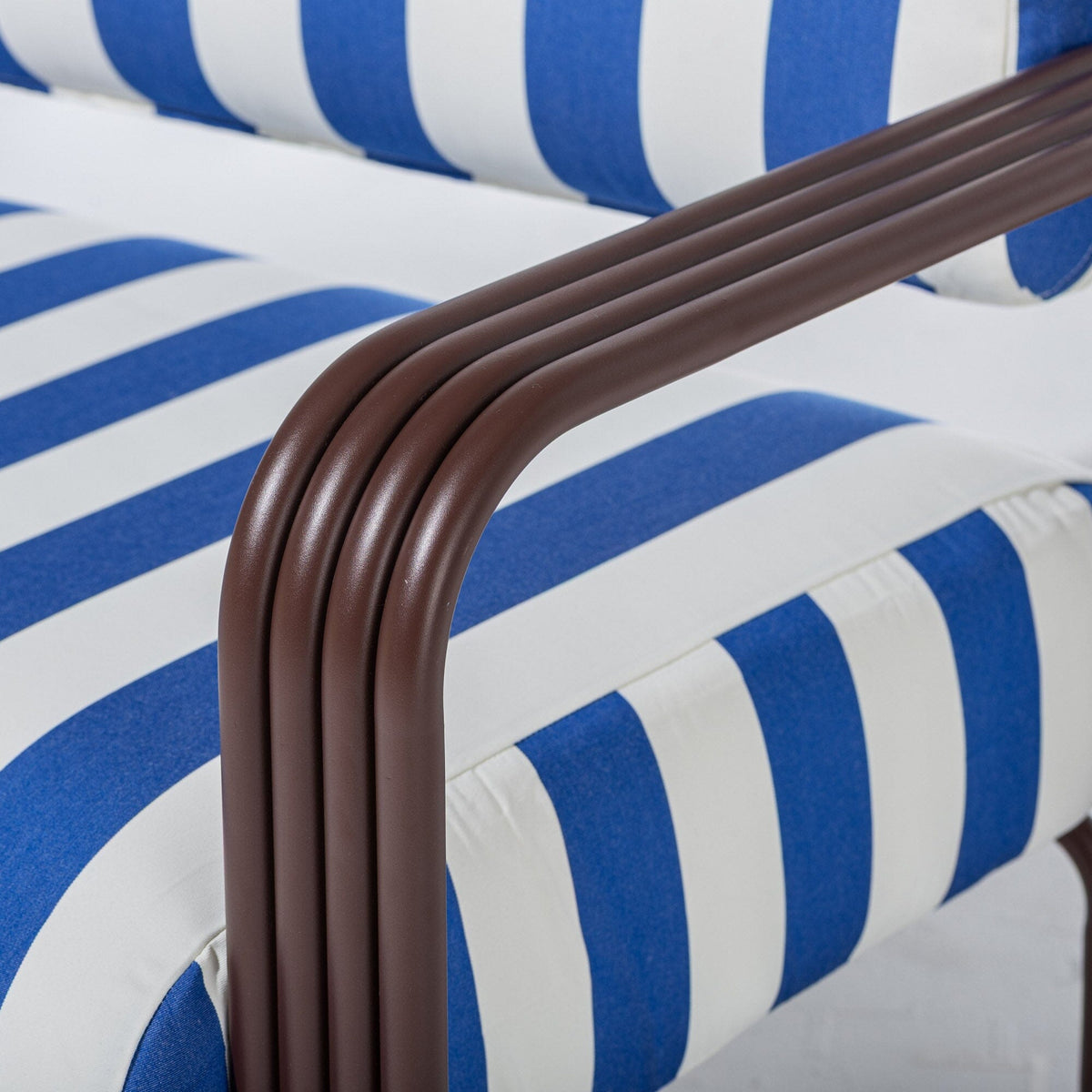 Contini Accent Chair in Crew Mediterranean Blue Stripe | Merlot Frame Contini Accent Chair Kit Business & Pleasure Co Aus 