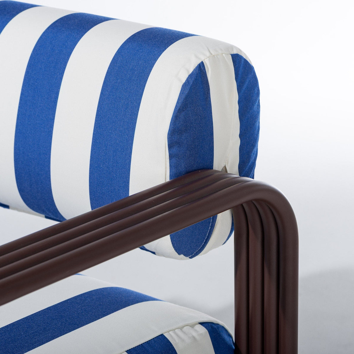 Contini Accent Chair in Crew Mediterranean Blue Stripe | Merlot Frame Contini Accent Chair Kit Business & Pleasure Co Aus 