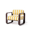 Swatch for Contini Accent Chair in Crew Mimosa Yellow Stripe | Merlot Frame