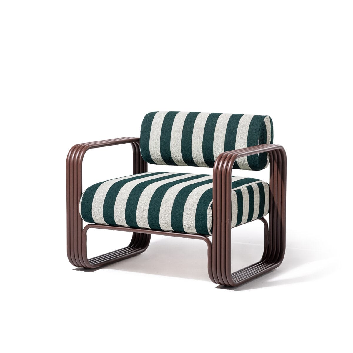 Contini Accent Chair in Terry Green Stripe | Merlot Frame Contini Accent Chair Kit Business & Pleasure Co Aus 