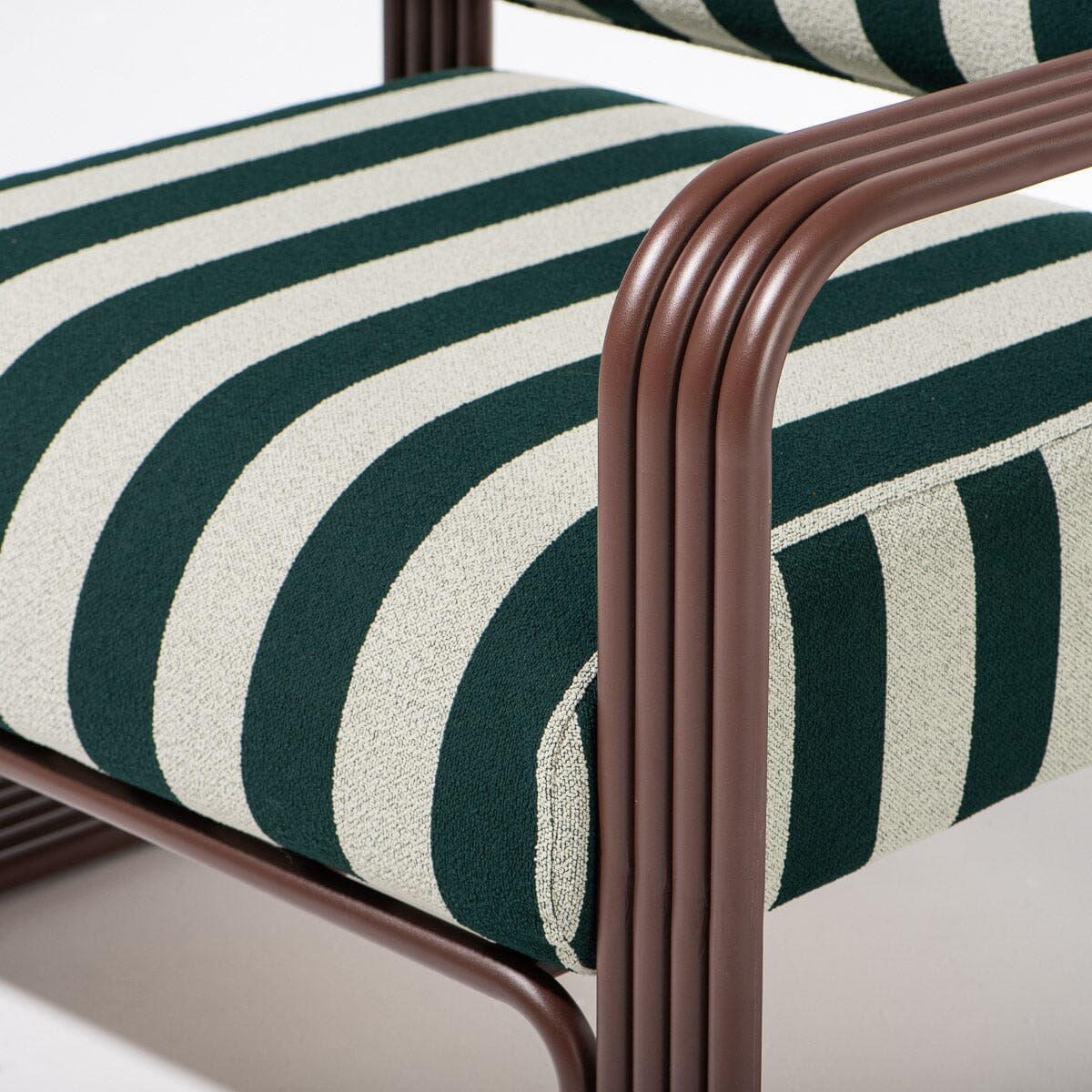 Contini Accent Chair in Terry Green Stripe | Merlot Frame Contini Accent Chair Kit Business & Pleasure Co Aus 