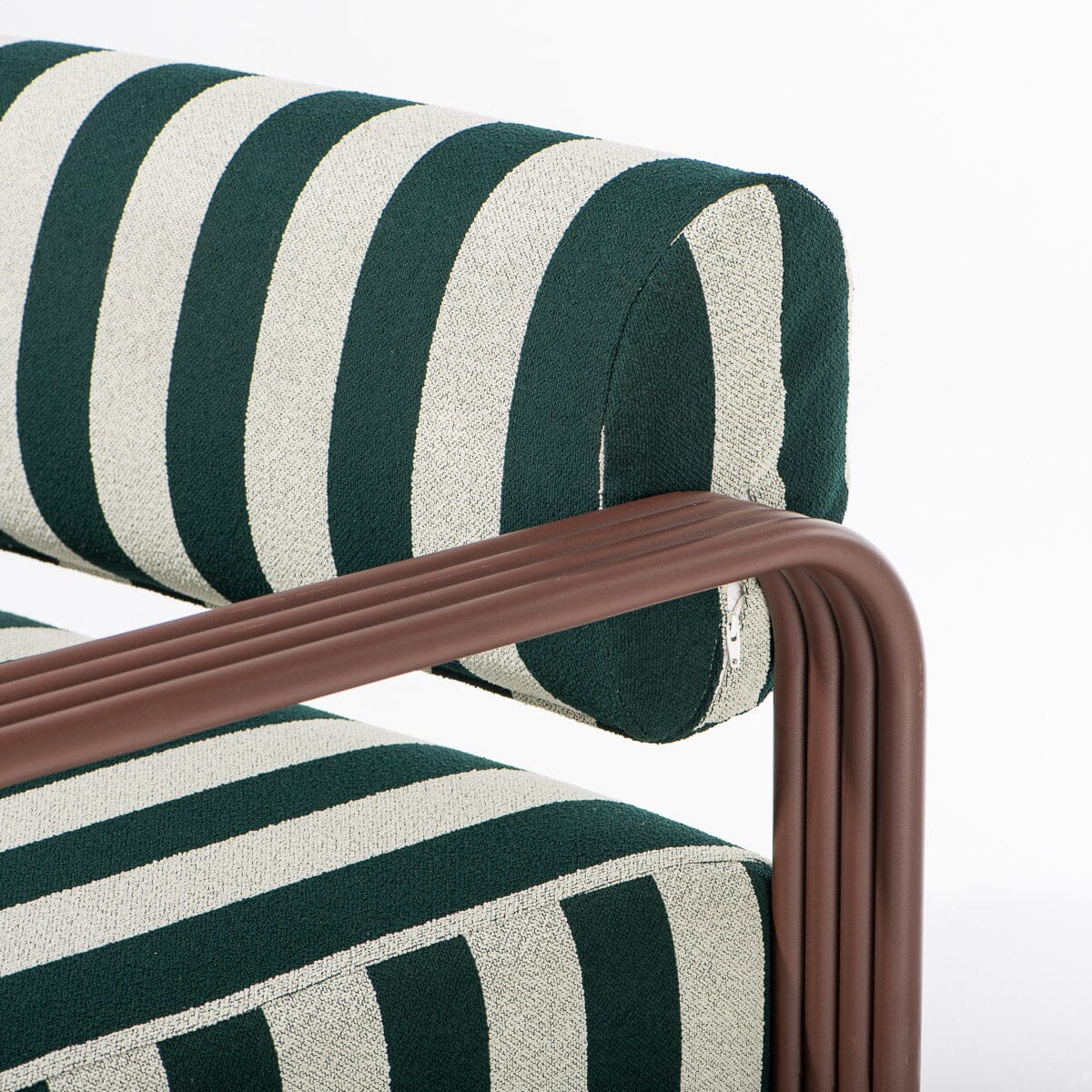 Contini Accent Chair in Terry Green Stripe | Merlot Frame Contini Accent Chair Kit Business & Pleasure Co Aus 
