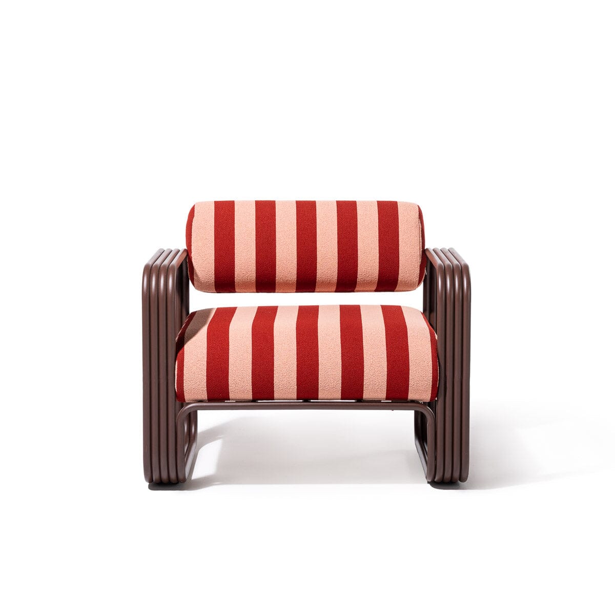 Contini Accent Chair in Terry Terracotta Stripe | Merlot Frame Contini Accent Chair Kit Business & Pleasure Co Aus 