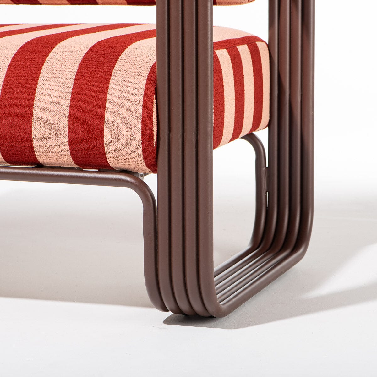 Contini Accent Chair in Terry Terracotta Stripe | Merlot Frame Contini Accent Chair Kit Business & Pleasure Co Aus 