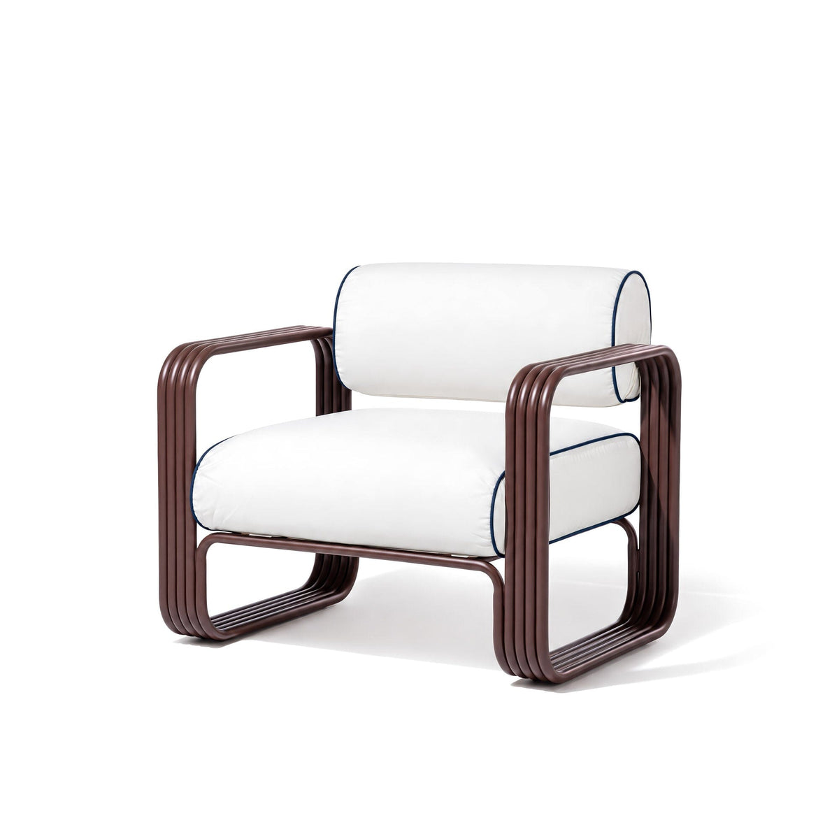 Contini Accent Chair in Rivie White | Merlot Frame Contini Accent Chair Kit Business & Pleasure Co Aus 
