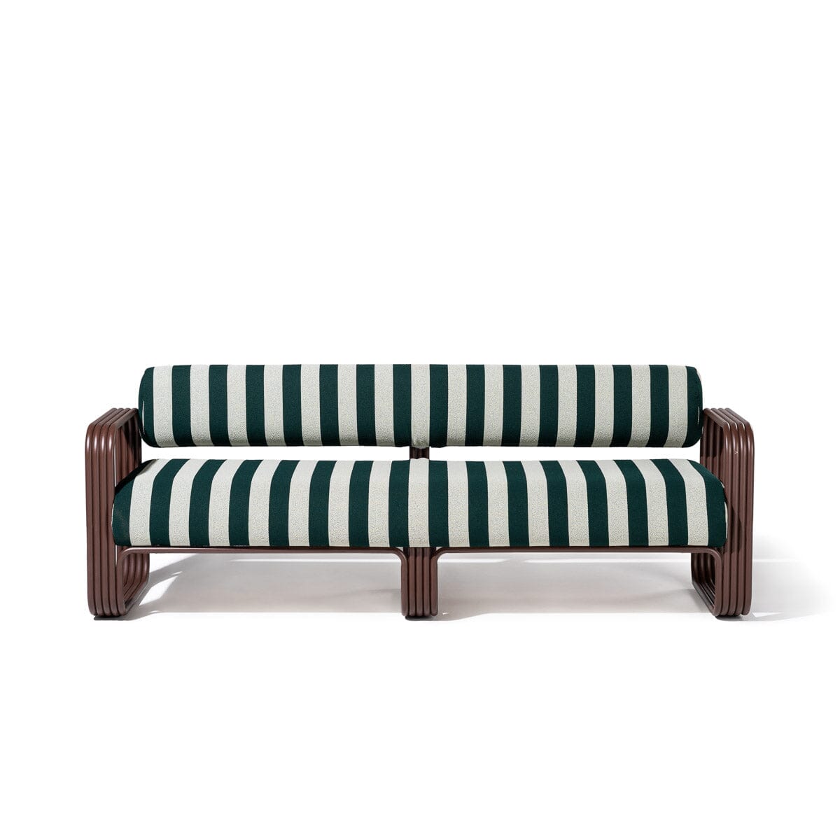 Product image of Contini Sofa in Terry Green Stripes | Merlot Frame Contini Sofa Kit Business & Pleasure Co Aus 
