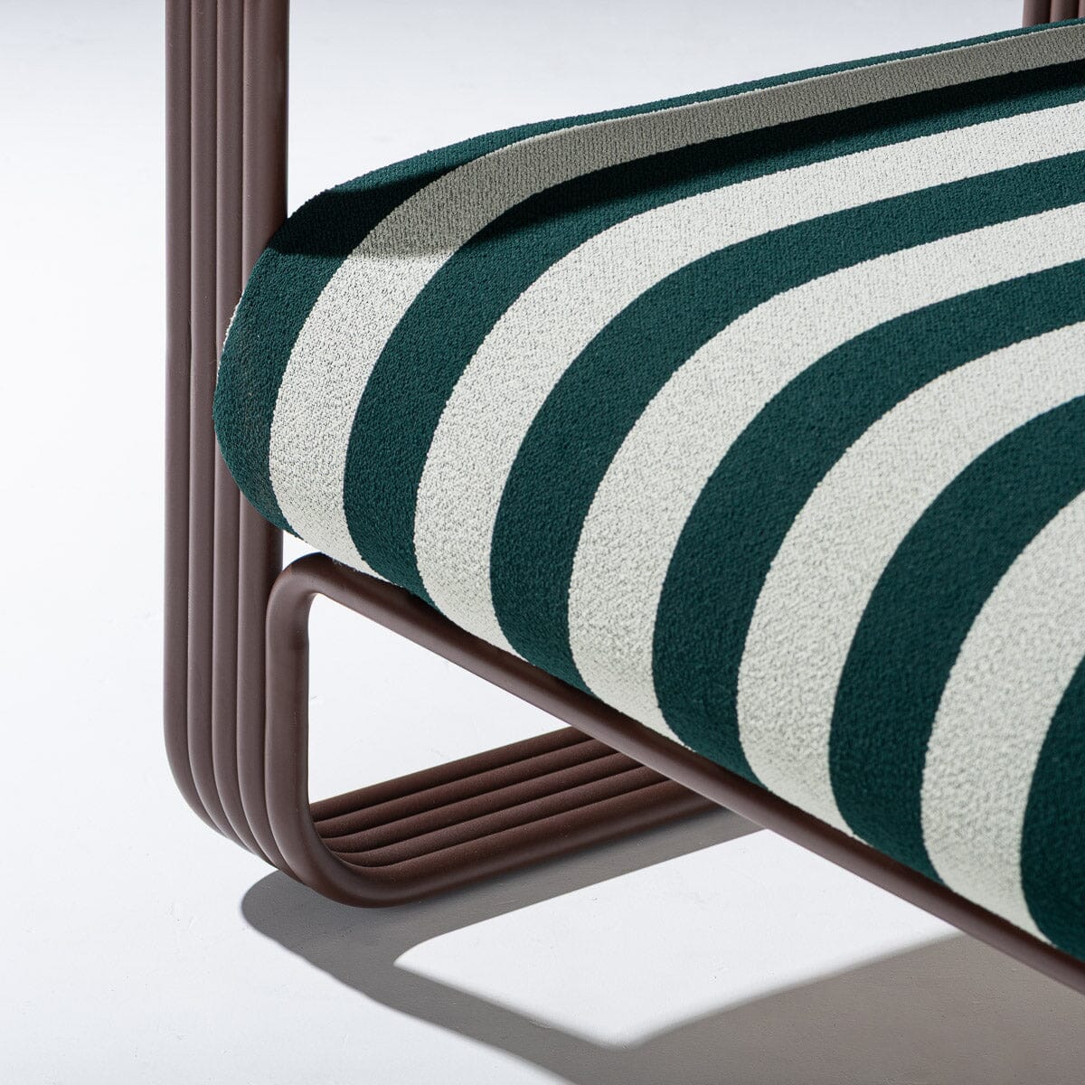 Contini Sofa in Terry Green Stripes | Merlot Frame Contini Sofa Kit Business & Pleasure Co Aus 