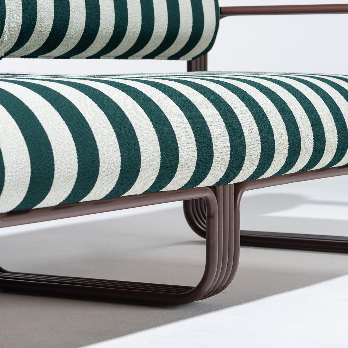 Contini Sofa in Terry Green Stripes | Merlot Frame Contini Sofa Kit Business & Pleasure Co Aus 
