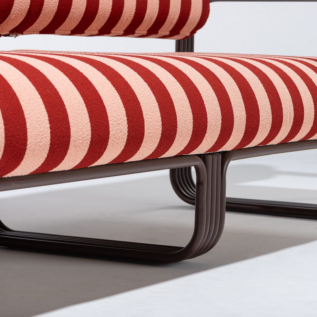 Contini Sofa in Terry Terracotta Stripes | Merlot Frame Contini Sofa Kit Business & Pleasure Co Aus 