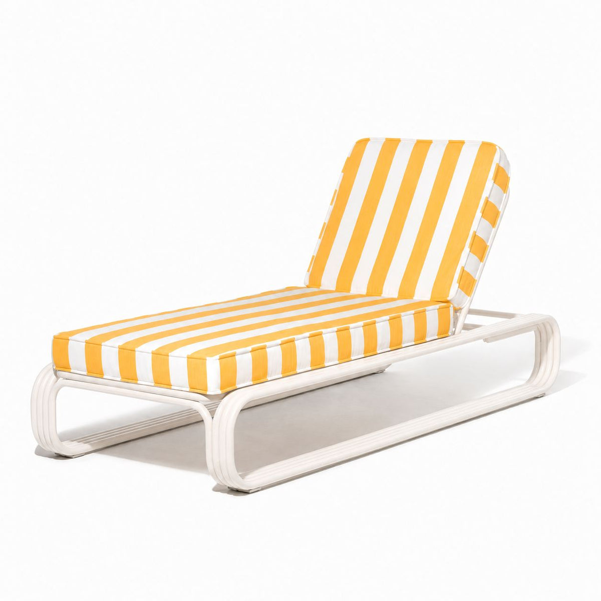 The Contini Sun Lounger in Crew Mimosa Yellow Stripe | Antique White Frame Contini Sun Lounger Kit Business & Pleasure Co Aus 