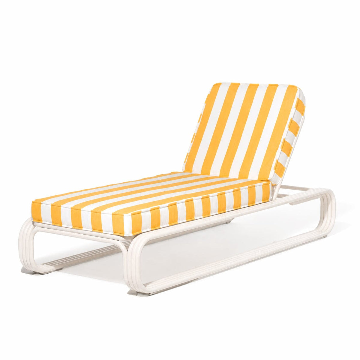 Product image of The Contini Sun Lounger in Crew Mimosa Yellow Stripe | Antique White Frame Contini Sun Lounger Kit Business & Pleasure Co Aus 