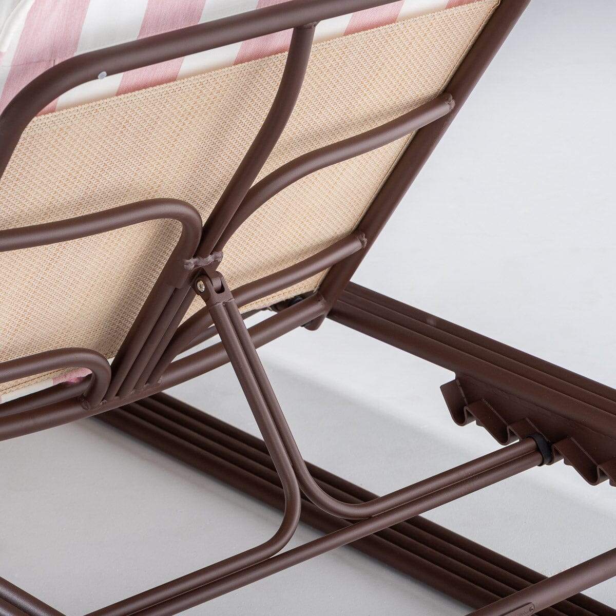 The Contini Sun Lounger in Crew Pink Stripe | Merlot Frame Contini Sun Lounger Kit Business & Pleasure Co Aus 