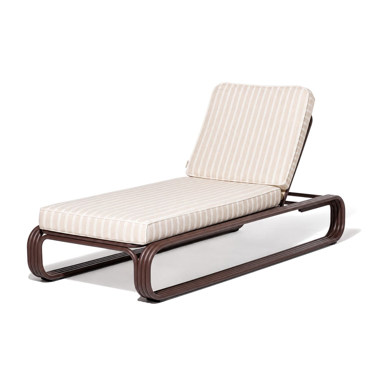 Product image of The Contini Sun Lounger in Monaco Natural Stripe | Merlot Frame Contini Sun Lounger Kit Business & Pleasure Co Aus 