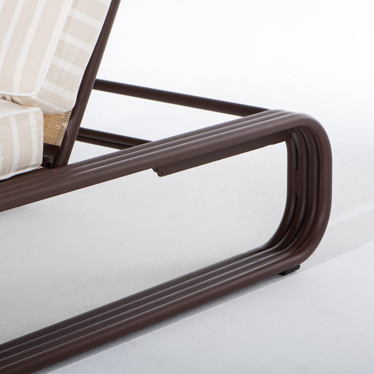 The Contini Sun Lounger in Monaco Natural Stripe | Merlot Frame Contini Sun Lounger Kit Business & Pleasure Co Aus 