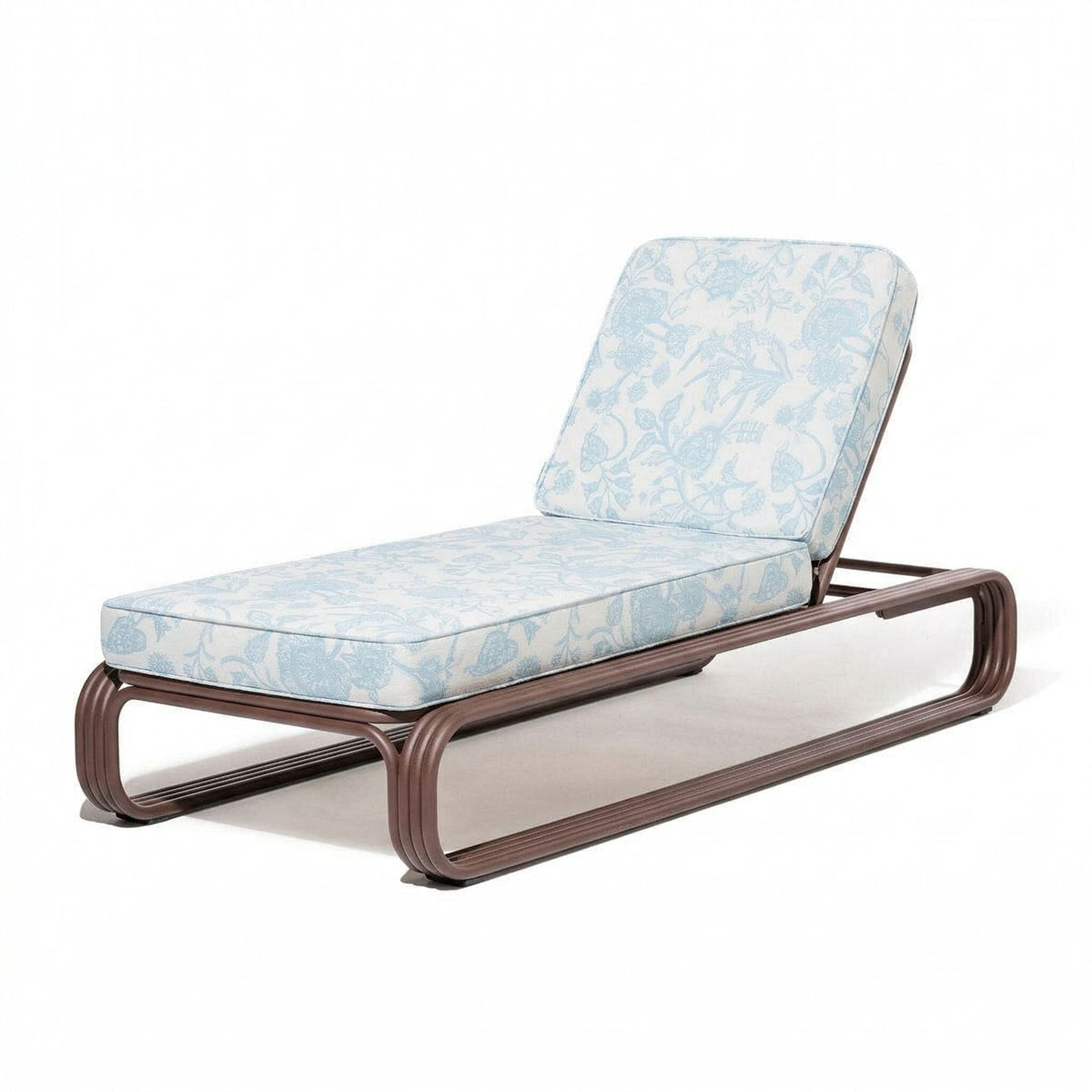 Contini Sun Lounger Kit in Hanalei Bay Blue Jacquard | Merlot Frame Contini Sun Lounger Kit Business & Pleasure Co Aus 
