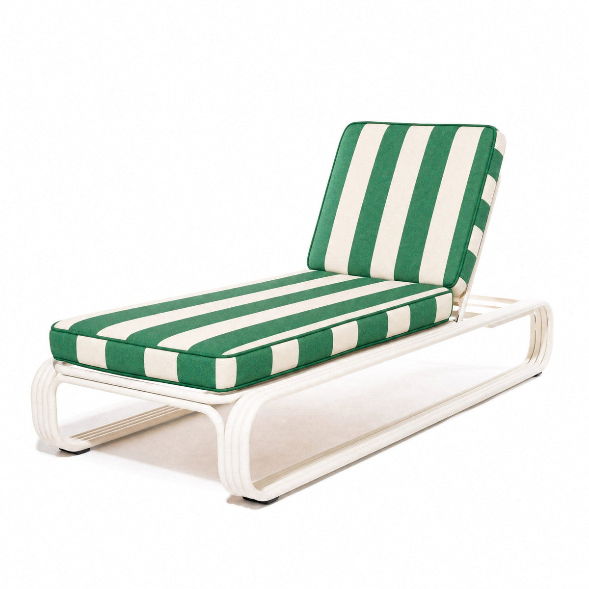 Product image of The Contini Sun Lounger in Crew Canyon Green Stripe | Antique White Frame Contini Sun Lounger Kit Business & Pleasure Co Aus 