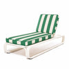 Swatch for The Contini Sun Lounger in Crew Canyon Green Stripe | Antique White Frame