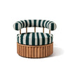 Swatch for Daisy Accent Chair in Terry Green Stripe | Teakwood Frame