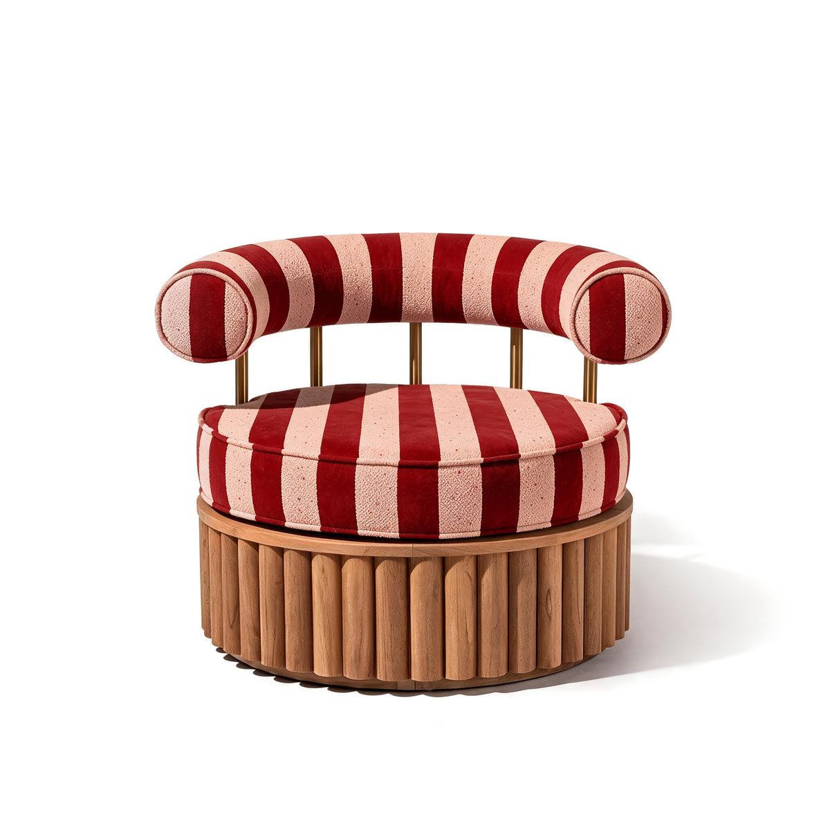 Daisy Accent Chair in Terry Terracotta Stripe | Teakwood Frame Daisy Accent Chair Kit Business & Pleasure Co Aus 