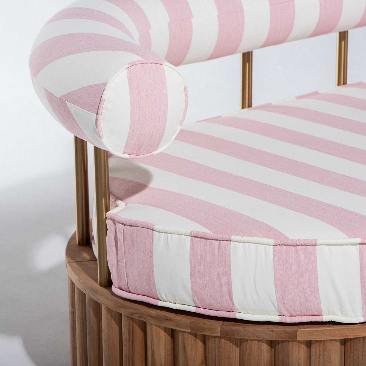 Daisy Sofa in Crew Pink Stripe | Teakwood Frame Daisy Sofa Kit Business & Pleasure Co Aus 