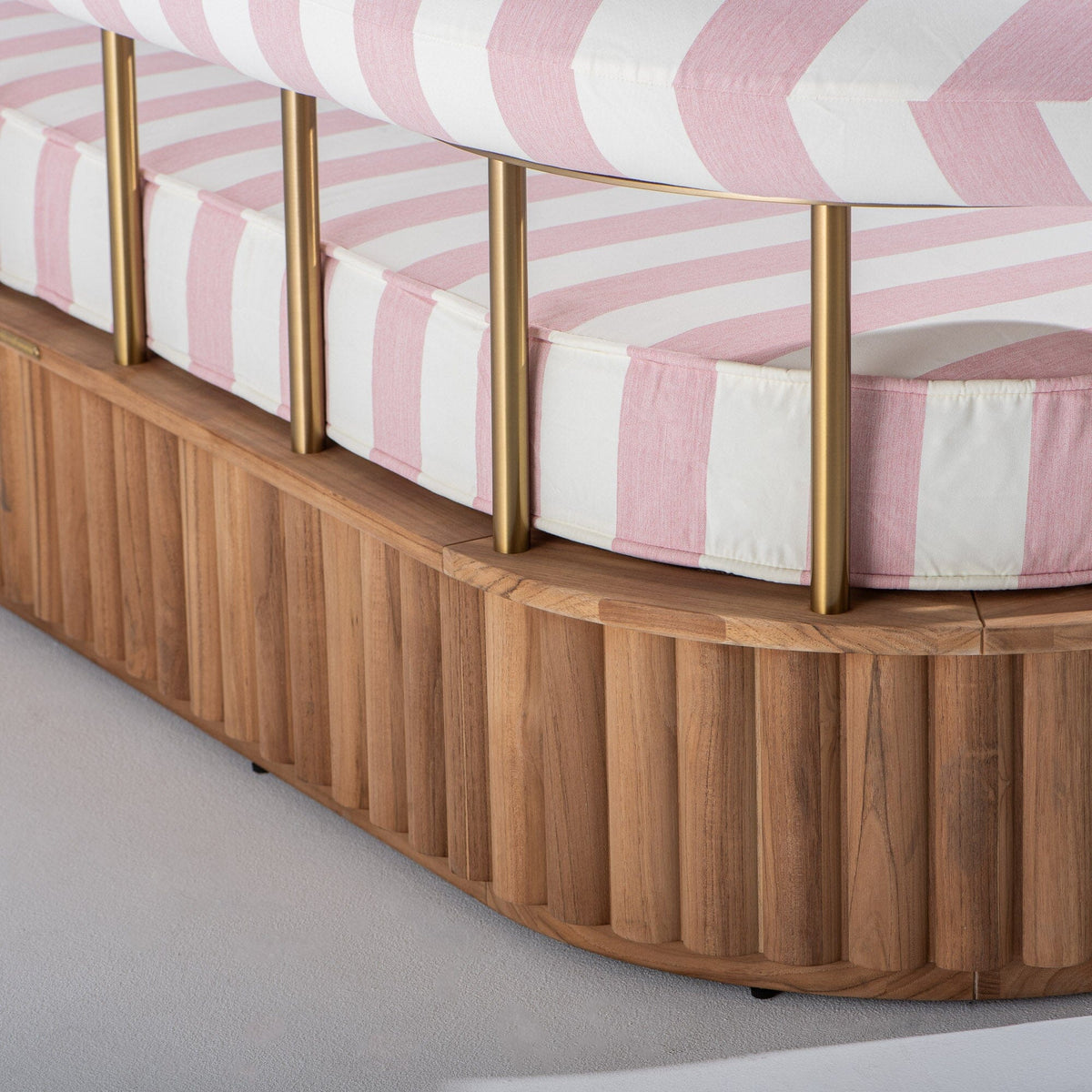 Daisy Sofa in Crew Pink Stripe | Teakwood Frame Daisy Sofa Kit Business & Pleasure Co Aus 