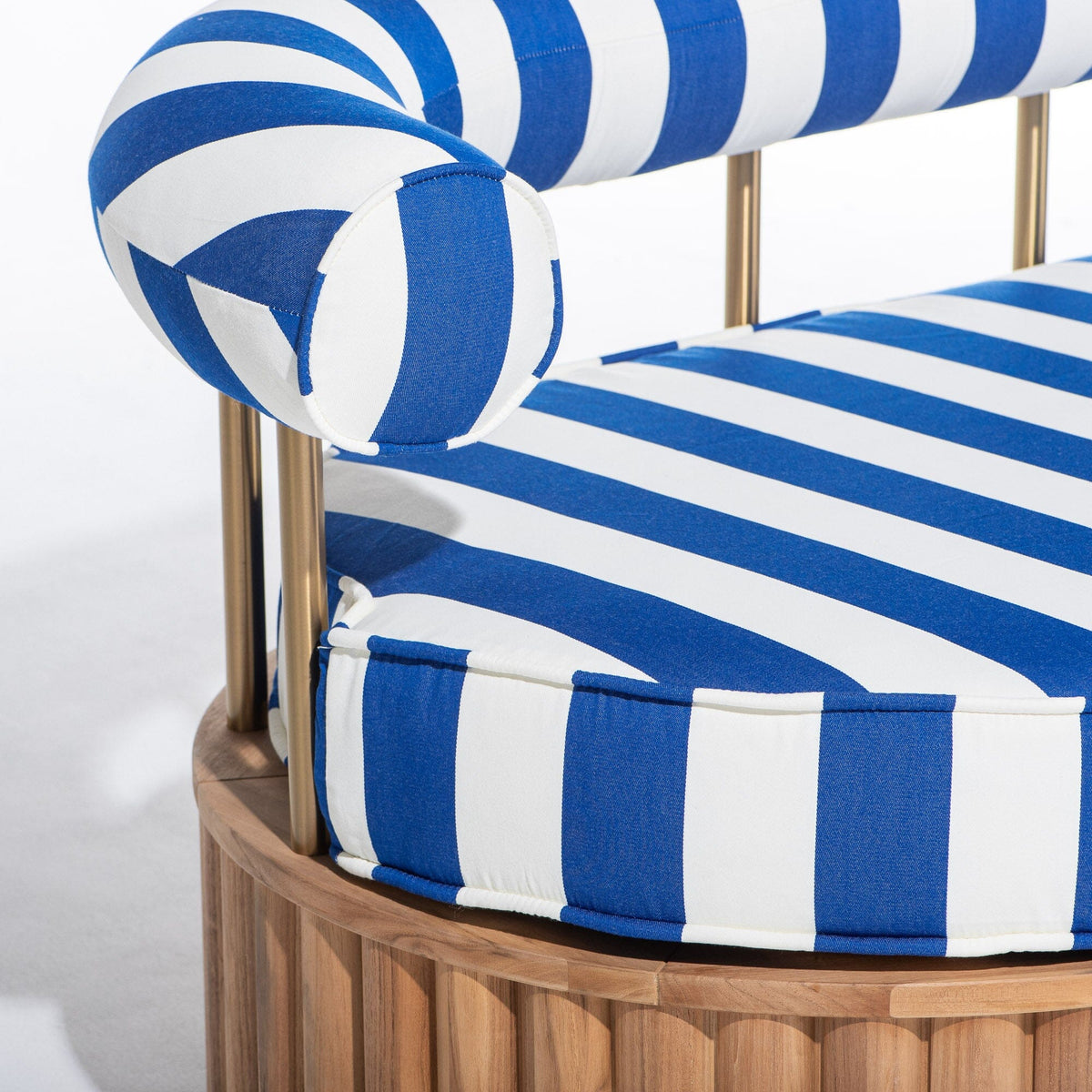 Daisy Sofa in Crew Mediterranean Blue Stripe | Teakwood Frame Daisy Sofa Kit Business & Pleasure Co Aus 