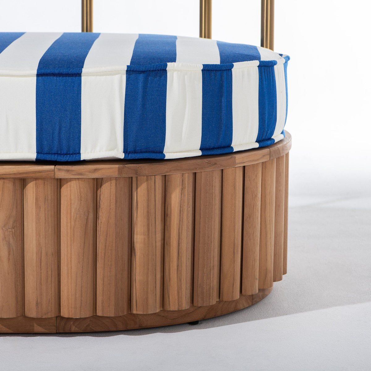 Daisy Sofa in Crew Mediterranean Blue Stripe | Teakwood Frame Daisy Sofa Kit Business & Pleasure Co Aus 