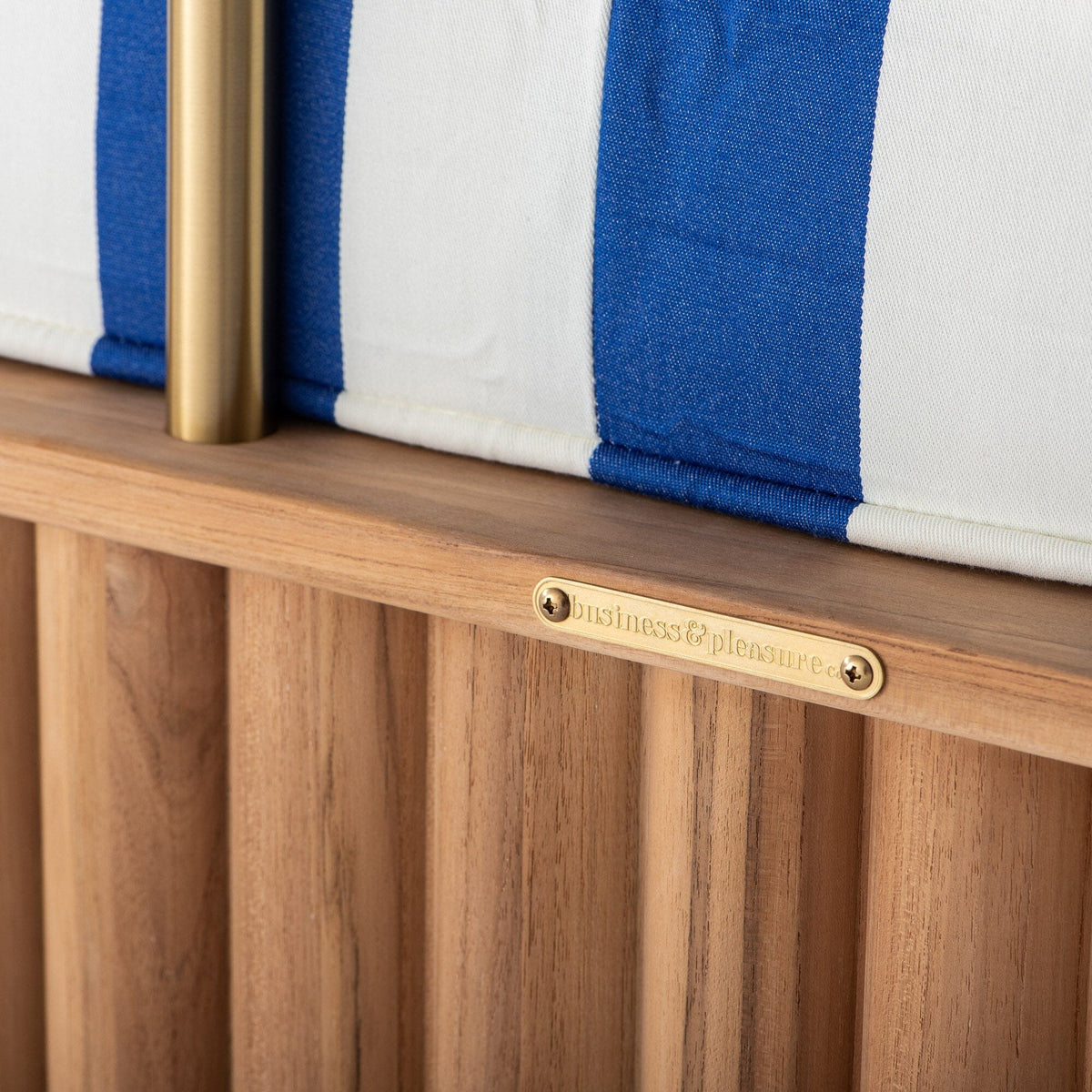 Daisy Sofa in Crew Mediterranean Blue Stripe | Teakwood Frame Daisy Sofa Kit Business & Pleasure Co Aus 