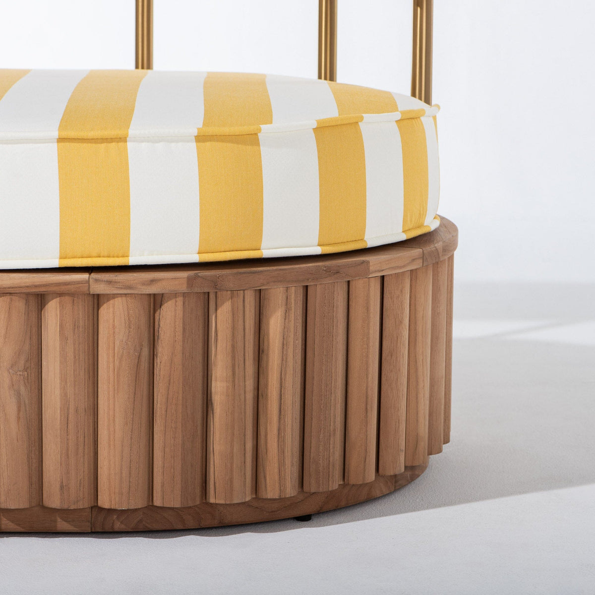 Daisy Sofa in Crew Mimosa Yellow Stripe | Teakwood Frame Daisy Sofa Kit Business & Pleasure Co Aus 
