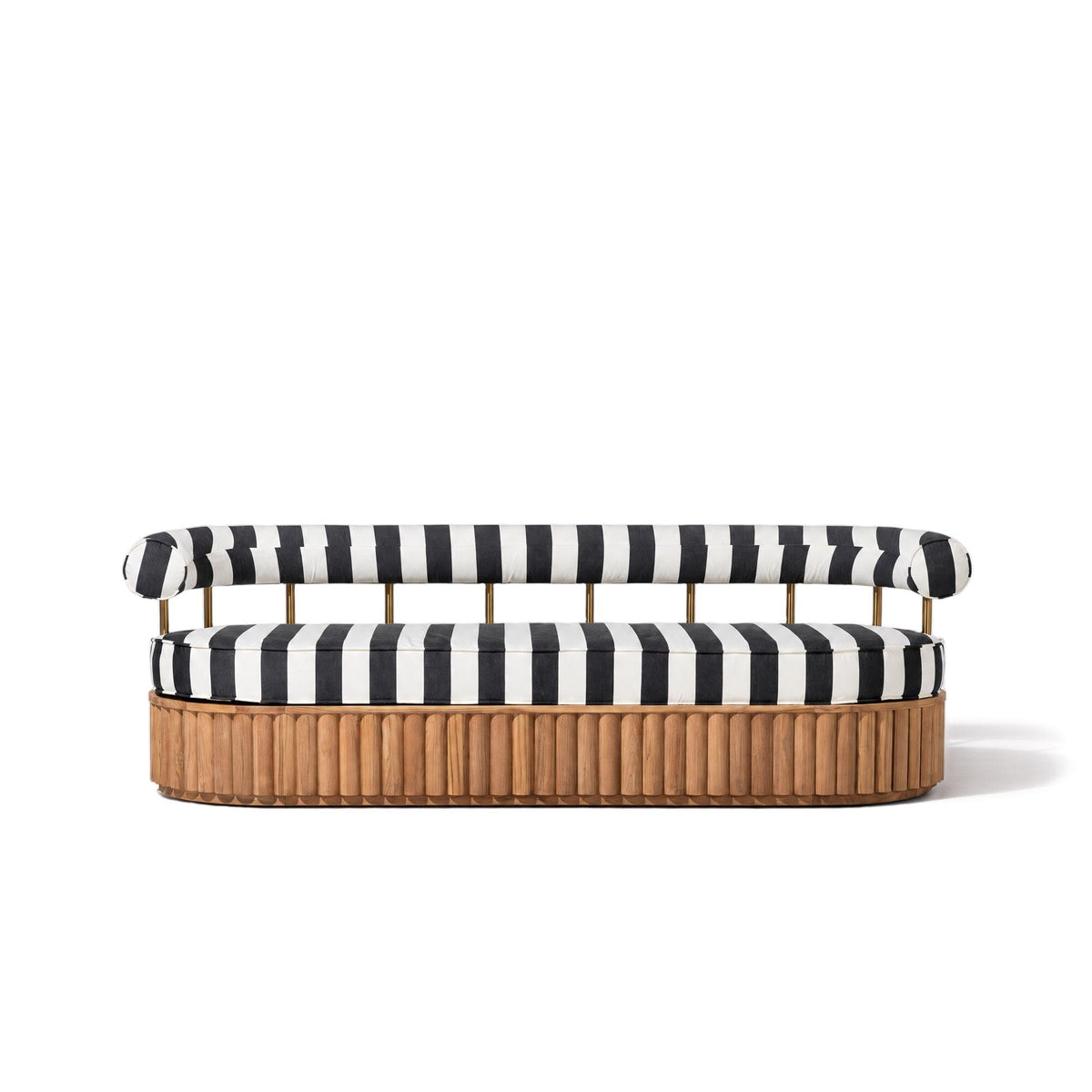 Daisy Sofa in Crew Vintage Black Stripe | Teakwood Frame Daisy Sofa Kit Business & Pleasure Co Aus 