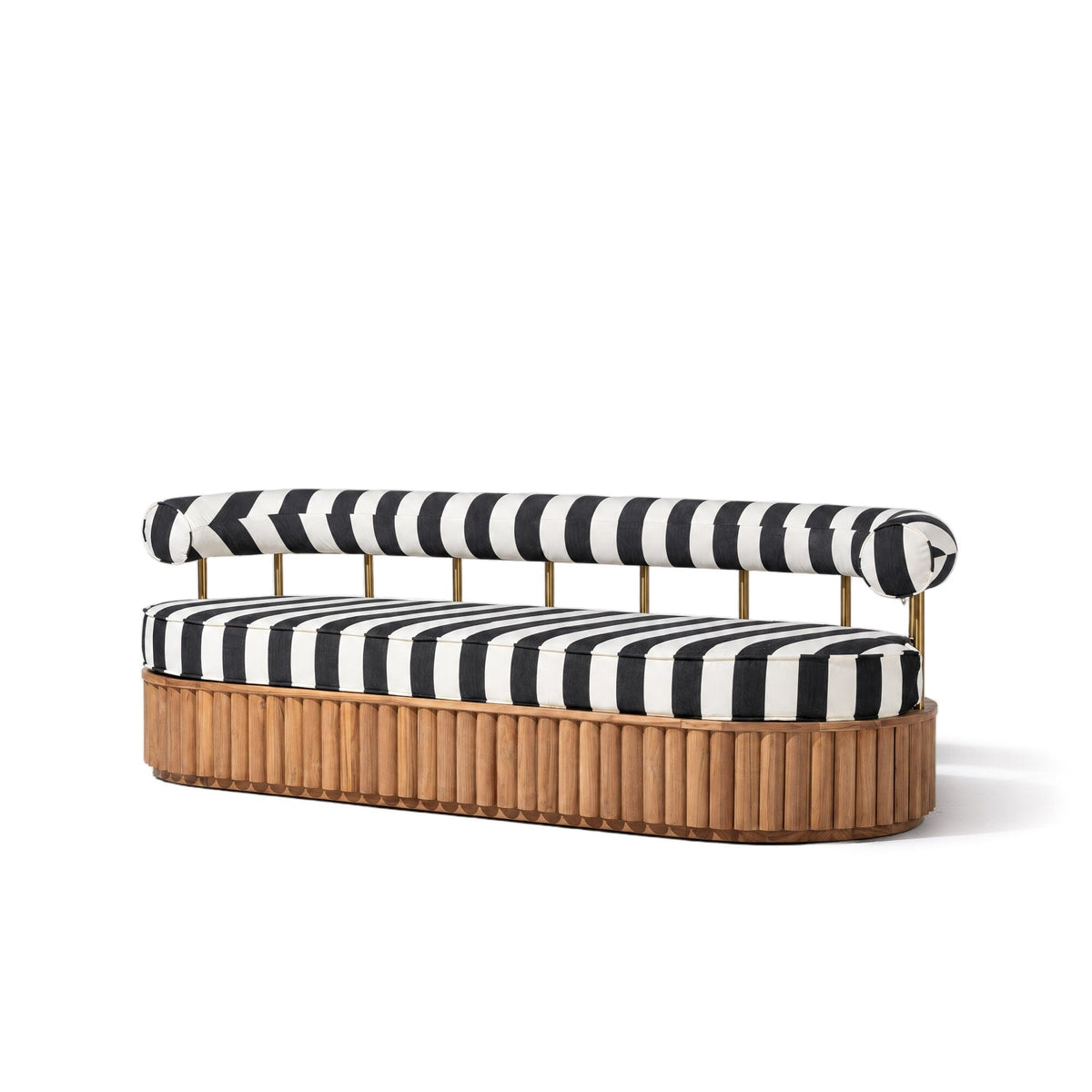 Daisy Sofa in Crew Vintage Black Stripe | Teakwood Frame Daisy Sofa Kit Business & Pleasure Co Aus 