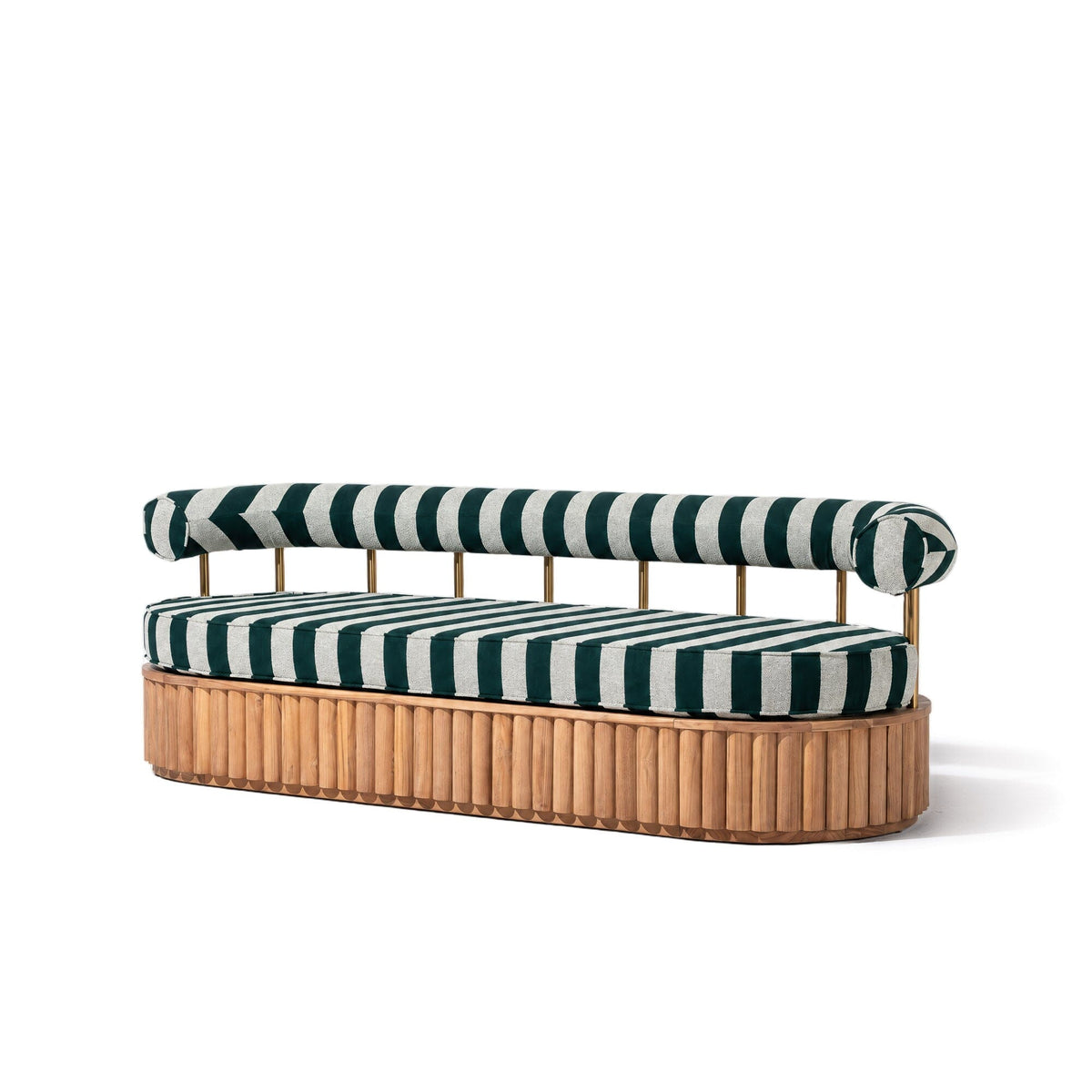 Daisy Sofa in Terry Green Stripe | Teakwood Frame Daisy Sofa Kit Business & Pleasure Co Aus 