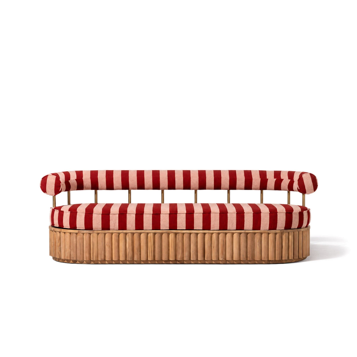 Daisy Sofa in Terry Terracotta Stripe | Teakwood Frame Daisy Sofa Kit Business & Pleasure Co Aus 