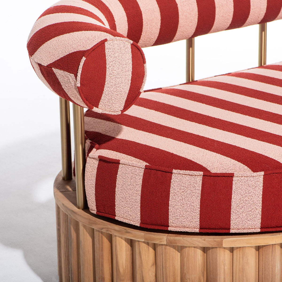 Daisy Sofa in Terry Terracotta Stripe | Teakwood Frame Daisy Sofa Kit Business & Pleasure Co Aus 