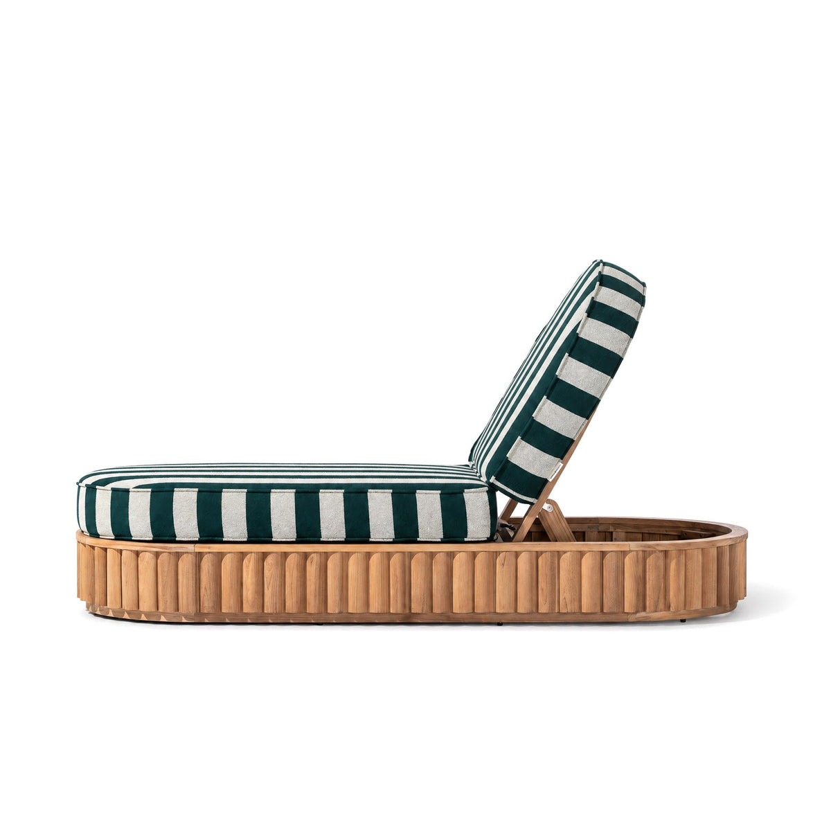 Daisy Sun Lounger in Terry Green Stripe | Teakwood Frame Daisy Sun Lounger Kit Business & Pleasure Co Aus 