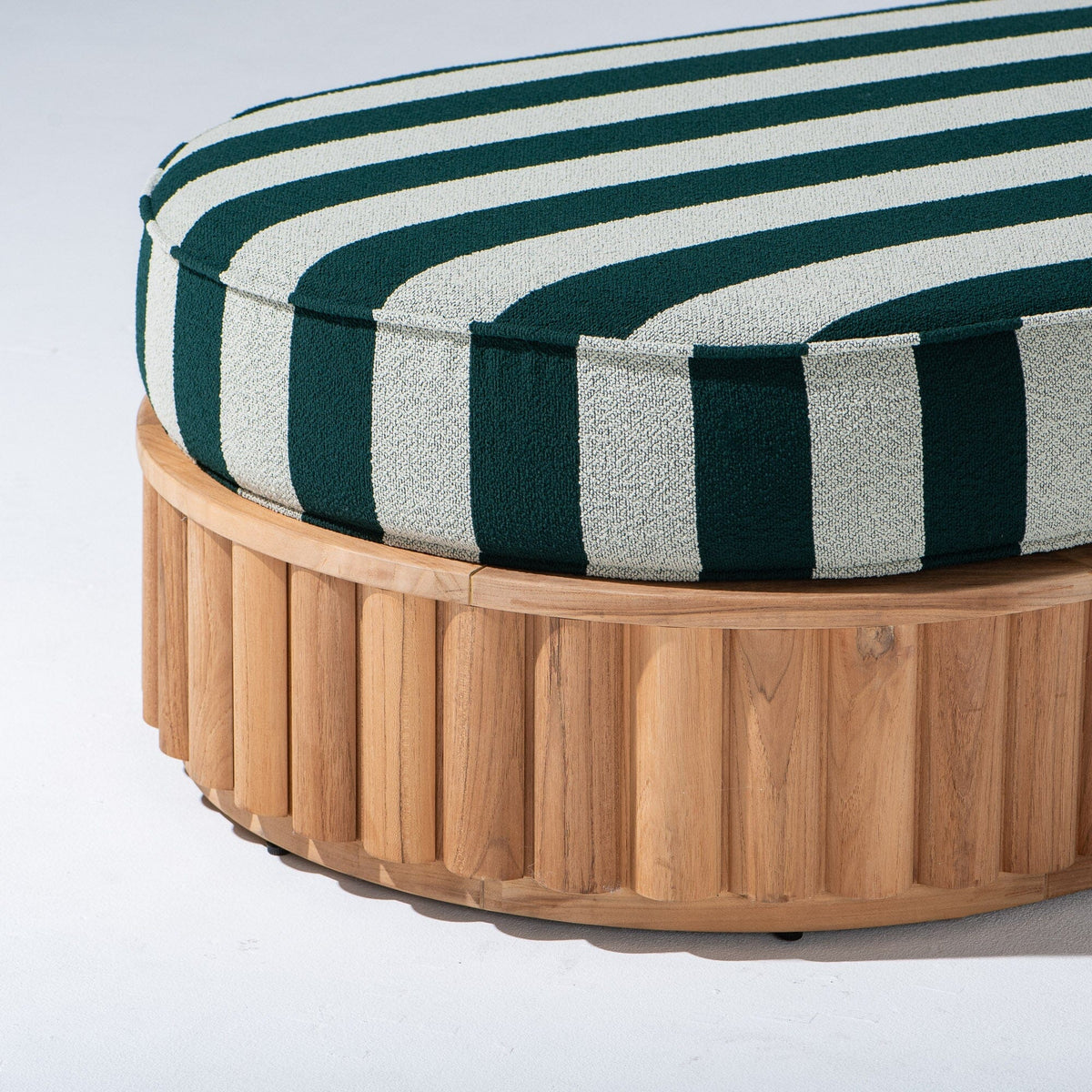 Daisy Sun Lounger in Terry Green Stripe | Teakwood Frame Daisy Sun Lounger Kit Business & Pleasure Co Aus 