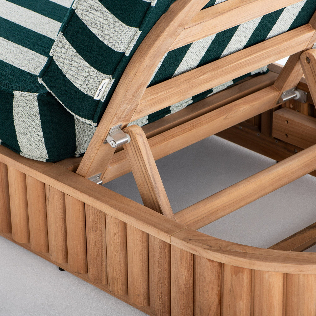 Daisy Sun Lounger in Terry Green Stripe | Teakwood Frame Daisy Sun Lounger Kit Business & Pleasure Co Aus 