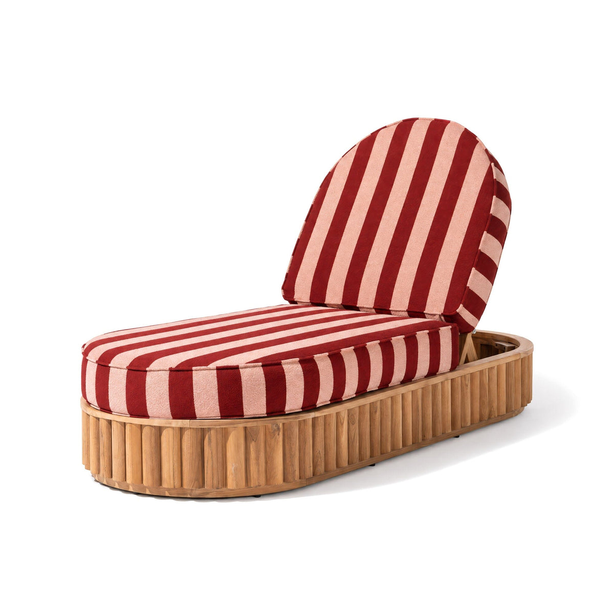 Product image of Daisy Sun Lounger in Terry Terracotta Stripe | Teakwood Frame Daisy Sun Lounger Kit Business & Pleasure Co Aus 