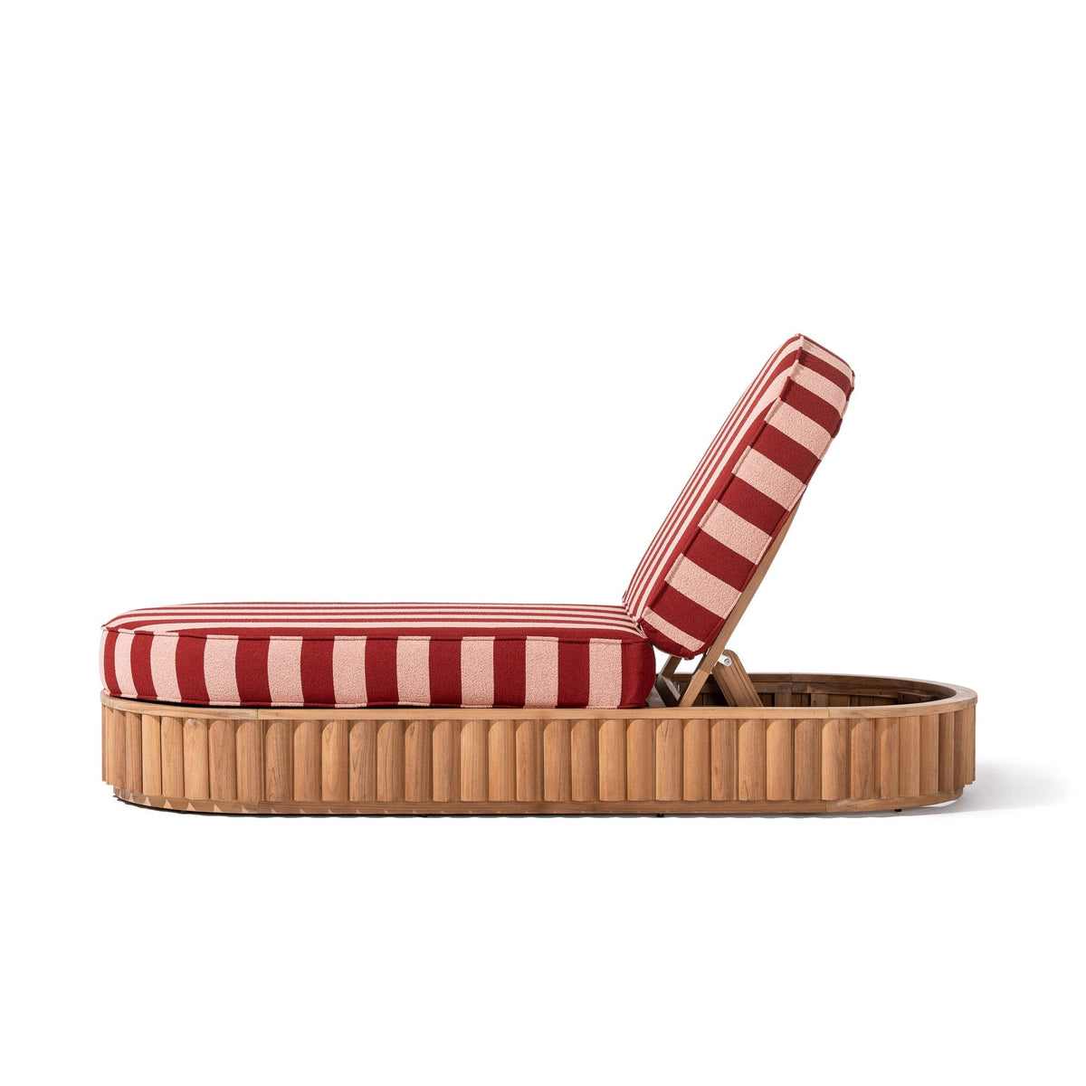 Daisy Sun Lounger in Terry Terracotta Stripe | Teakwood Frame Daisy Sun Lounger Kit Business & Pleasure Co Aus 