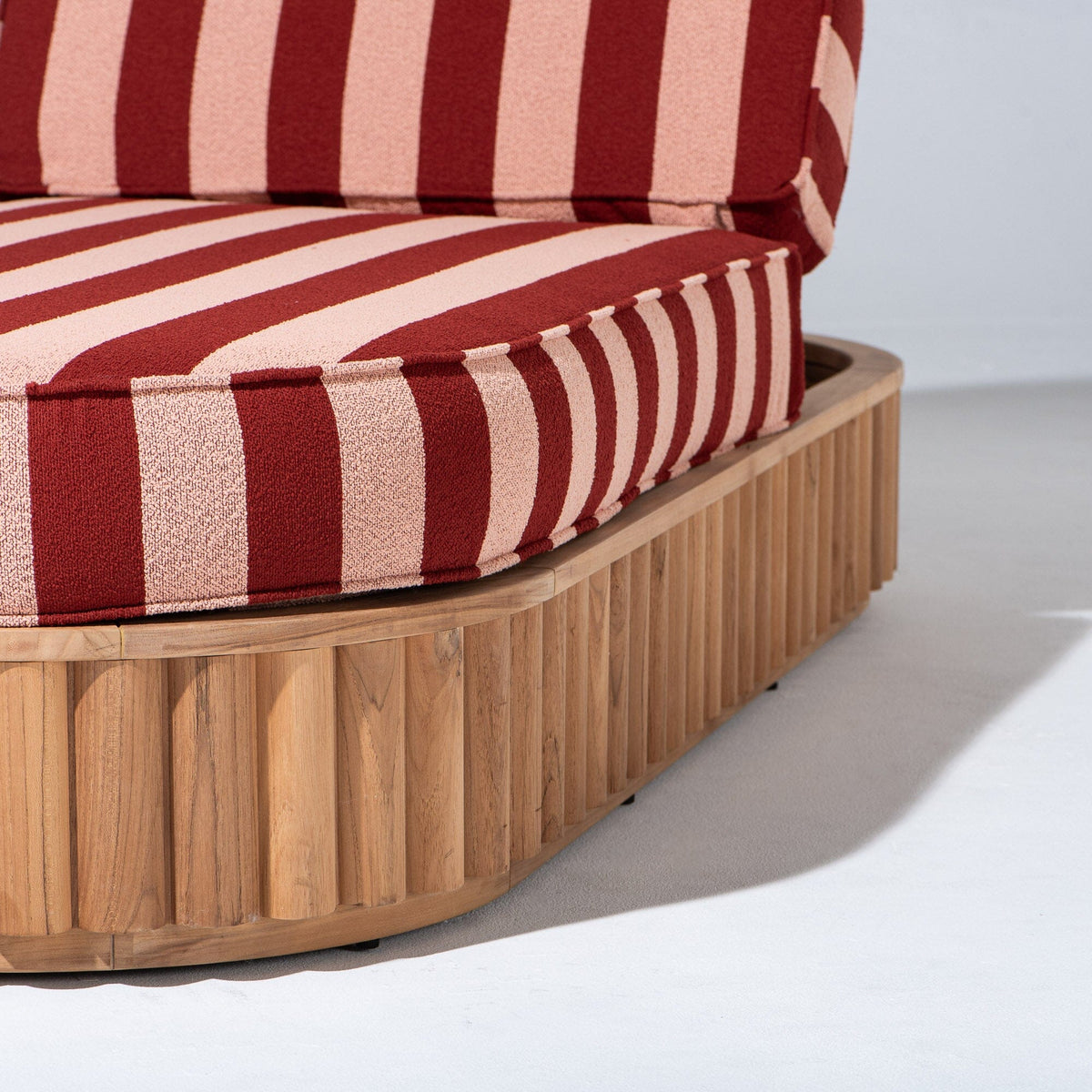 Daisy Sun Lounger in Terry Terracotta Stripe | Teakwood Frame Daisy Sun Lounger Kit Business & Pleasure Co Aus 