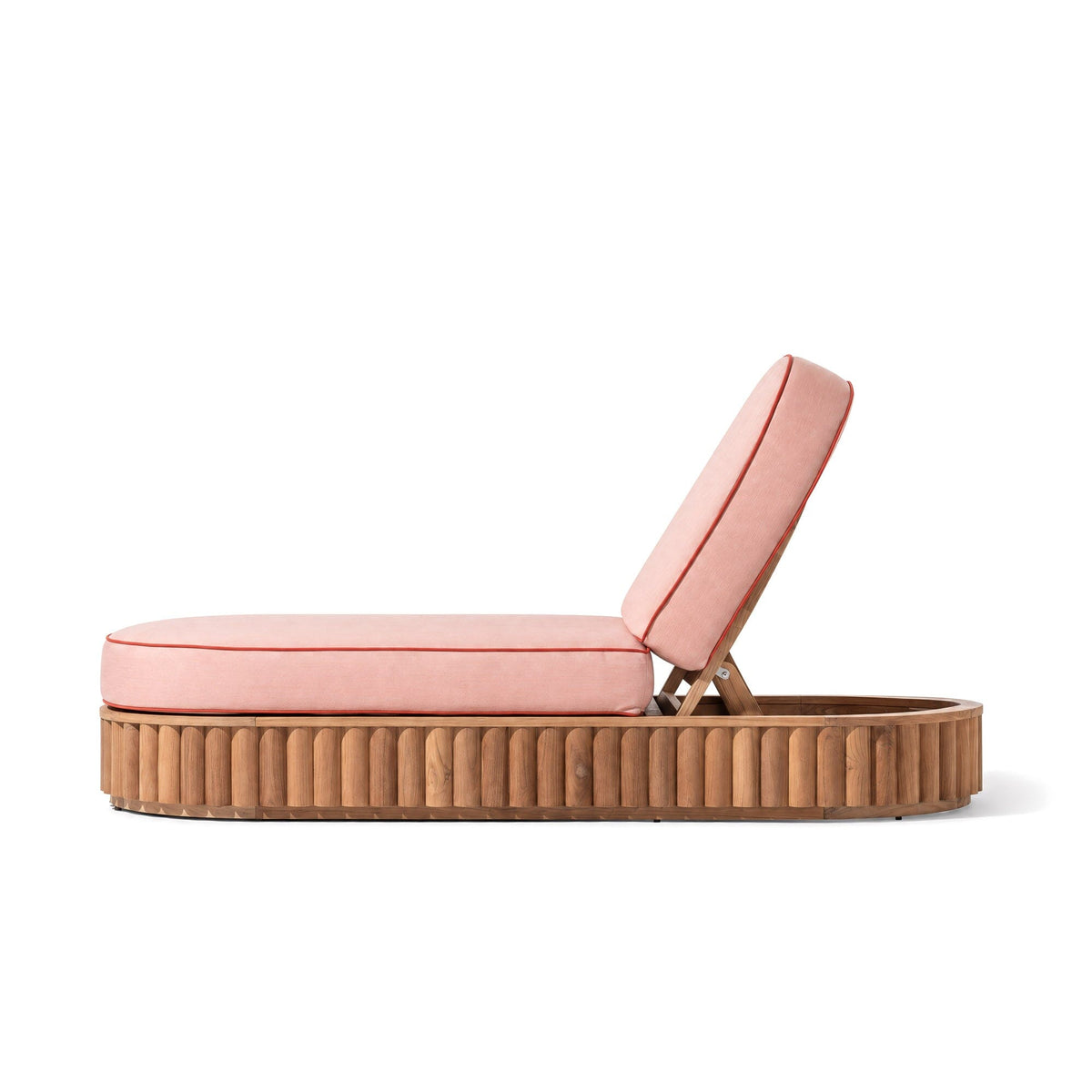 Daisy Sun Lounger in Rivie Pink | Teakwood Frame Daisy Sun Lounger Kit Business & Pleasure Co Aus 
