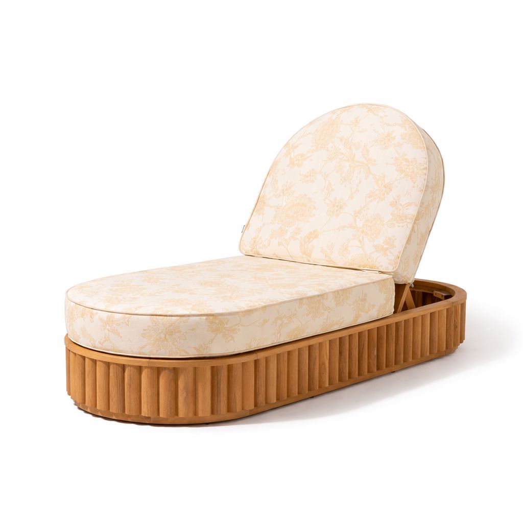 Product image of Daisy Sun Lounger Kit - Teakwood & Hanalei Bay Natural Jacquard Daisy Sun Lounger Kit Business & Pleasure Co Aus 