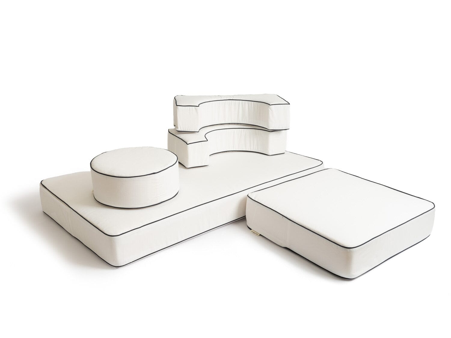 Studio image of riviera white modular pillow stack