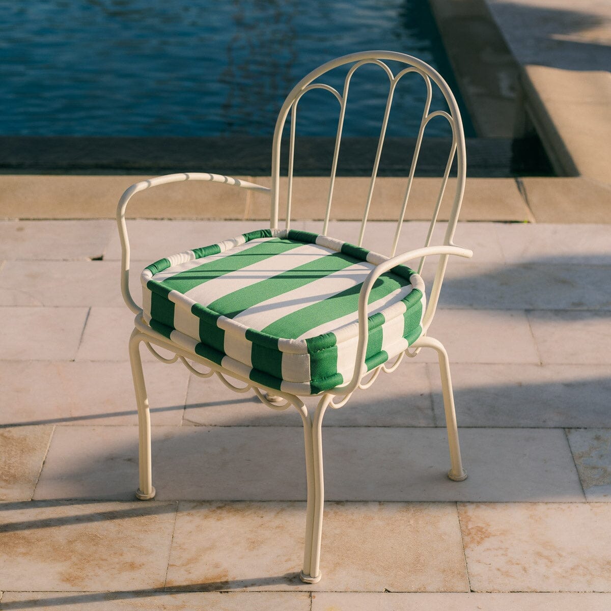 The Al Fresco Dining Chair Cushion - Crew Canyon Green Stripe Al Fresco Chair Cushion Business & Pleasure Co. 