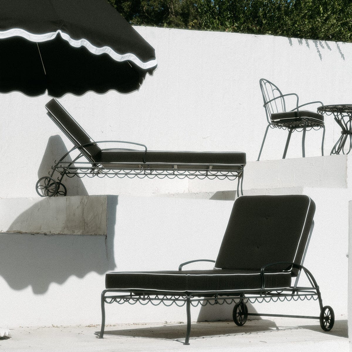 The Al Fresco Sun Lounger in Rivie Black | Vintage Black Frame Al Fresco Sun Lounger Kit Business & Pleasure Co. 