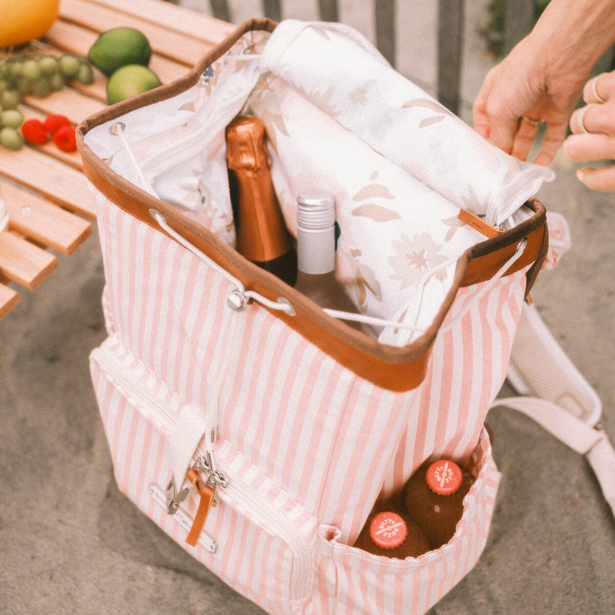 The Backpack Cooler - Lauren's Pink Stripe Backpack Cooler Business & Pleasure Co. 