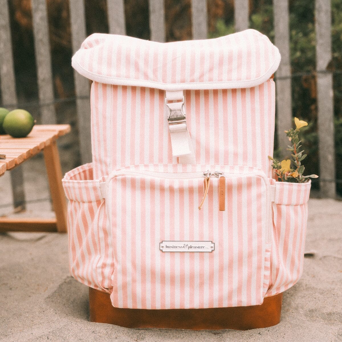 The Backpack Cooler - Lauren's Pink Stripe Backpack Cooler Business & Pleasure Co. 