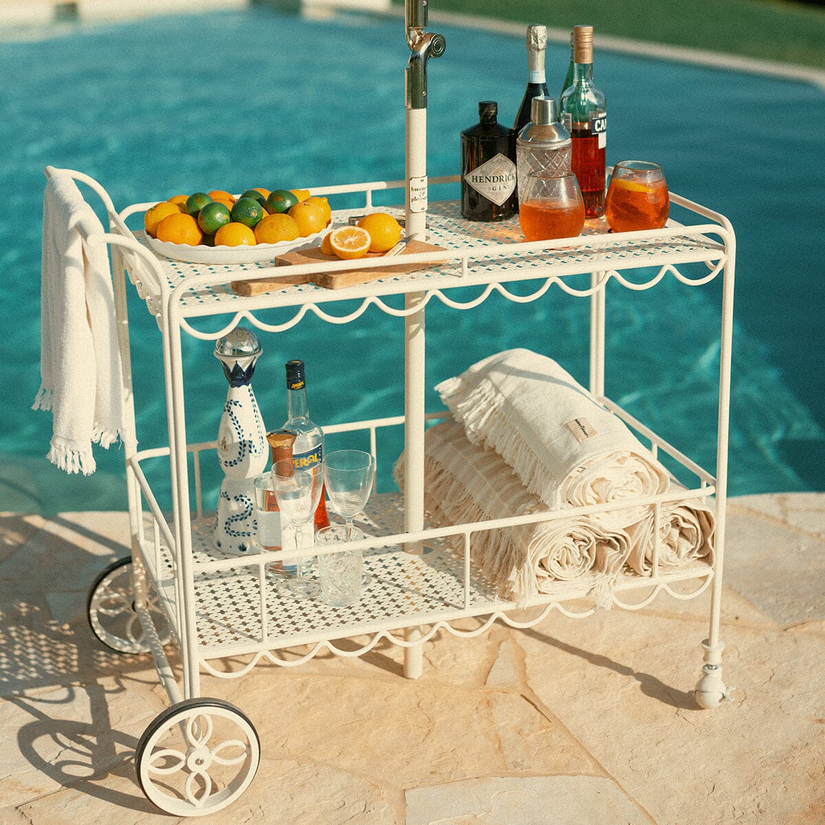 The Al Fresco Bar Cart - Antique White Al Fresco Bar Cart Business & Pleasure Co Aus 