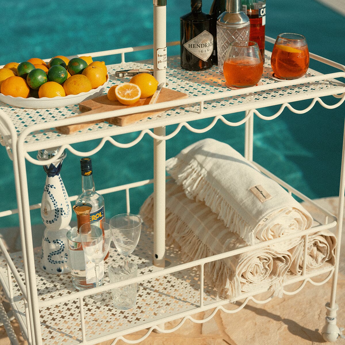 The Al Fresco Bar Cart - Antique White Al Fresco Bar Cart Business & Pleasure Co Aus 