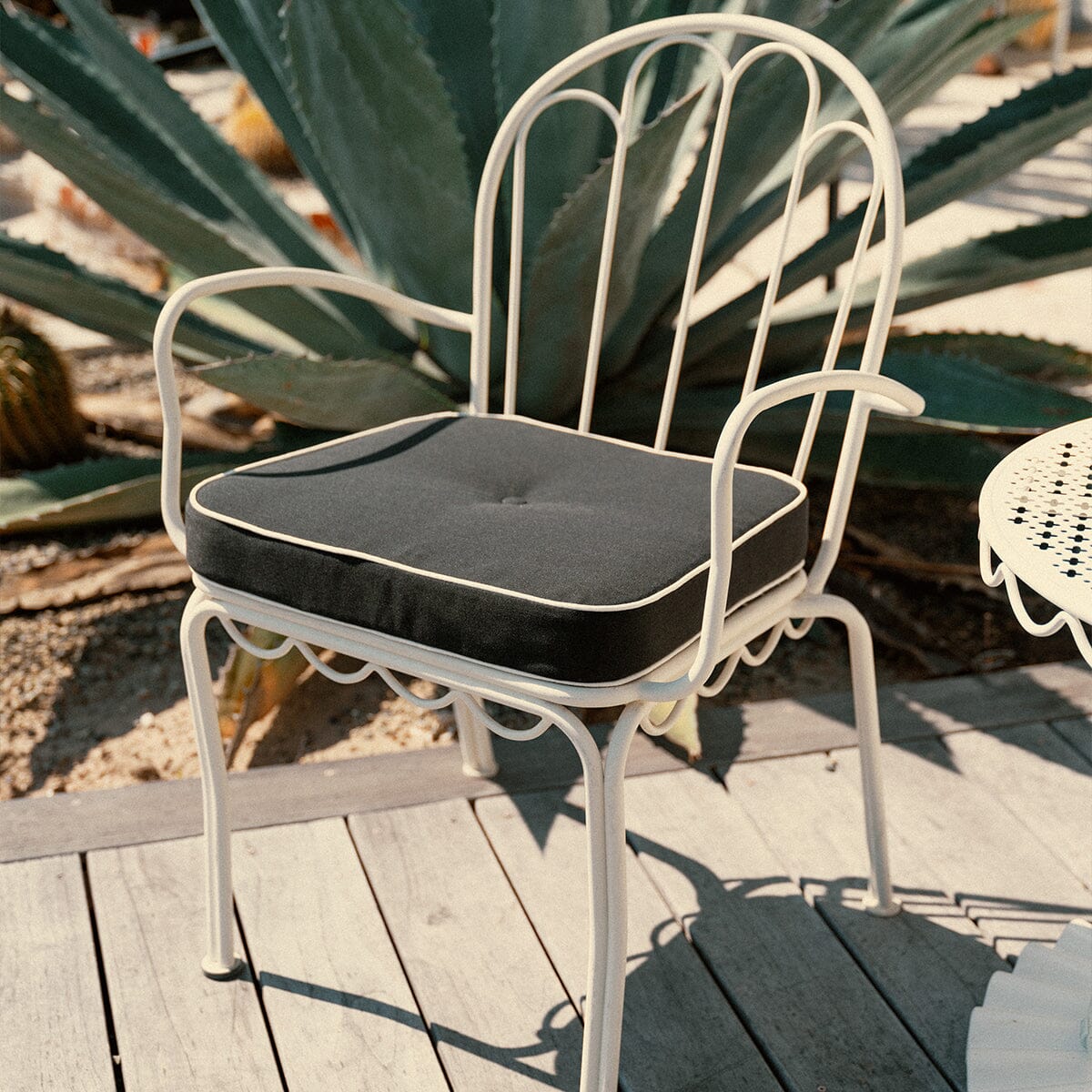 The Al Fresco Dining Chair in Rivie Black | Antique White Frame Al Fresco Dining Chair Business & Pleasure Co Aus 